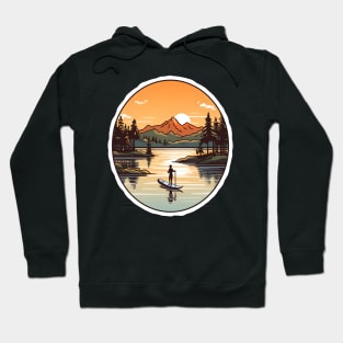 Paddleboarder's Retreat at Mountain Lake Sunset Hoodie